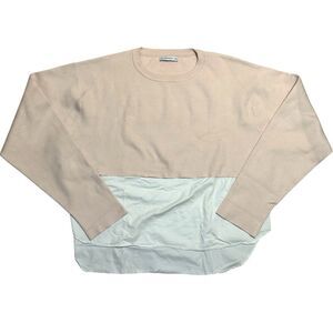 Zara Knit Pink Cropped Sweater Shirt Bottom Women's Size M Long Sleeve Pullover